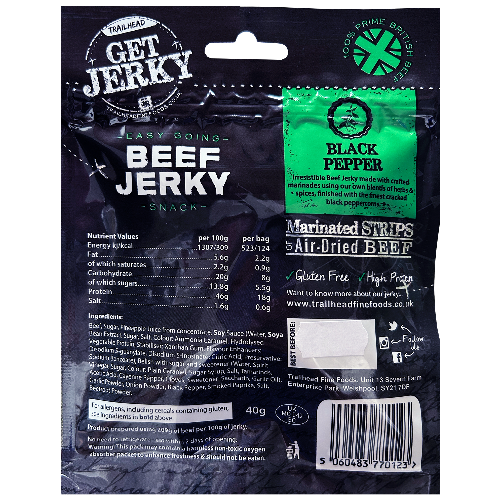 Trailhead Black Pepper Beef Jerky (40g)