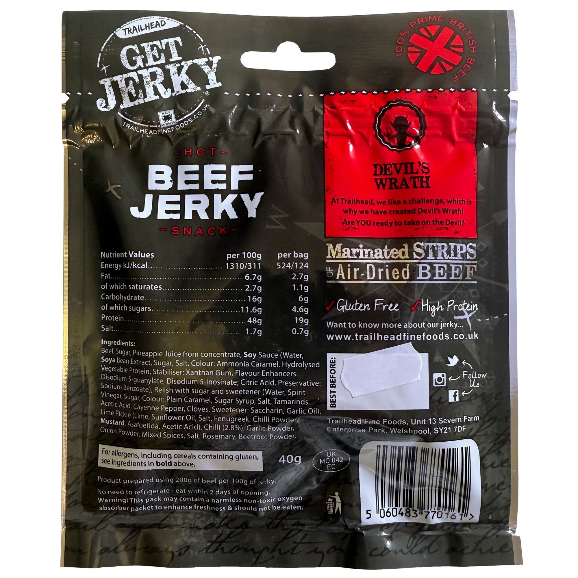 Trailhead Devils Wrath Beef Jerky (40g)