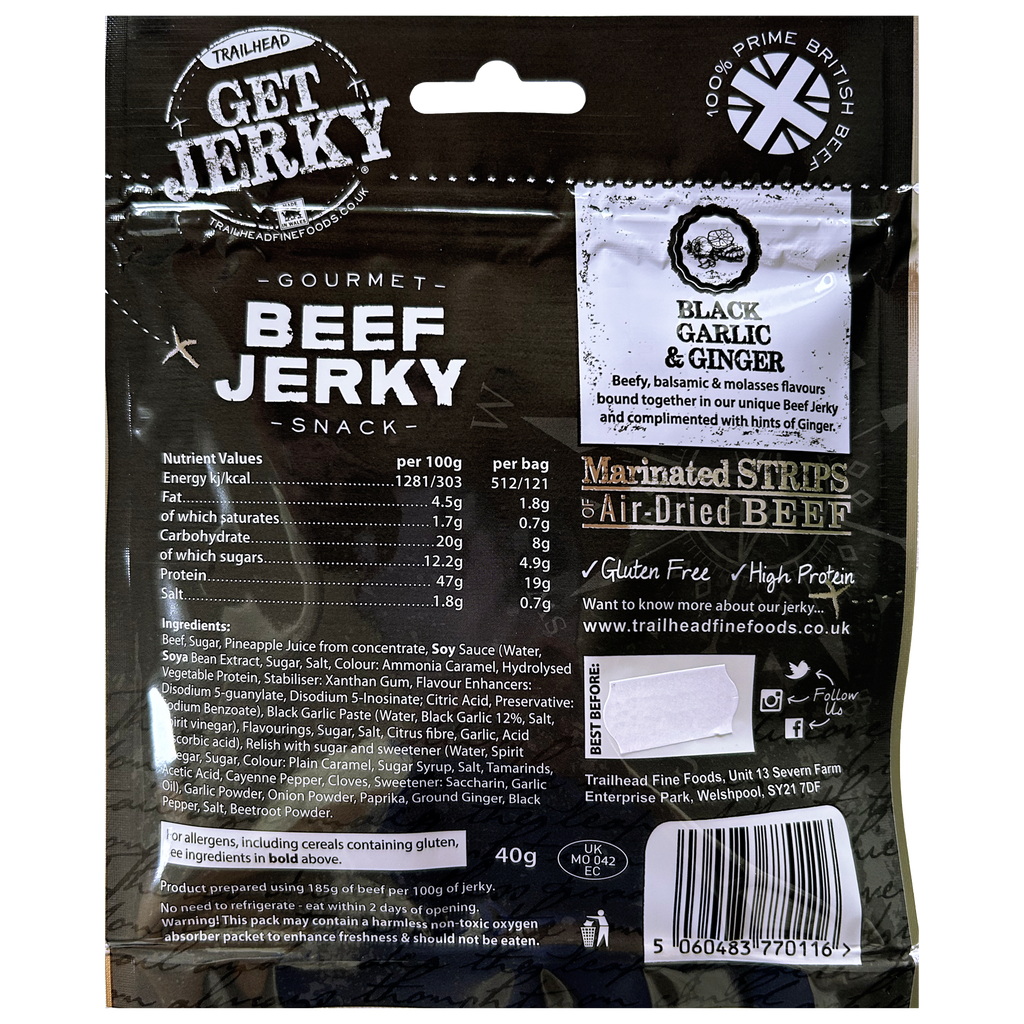 Trailhead Black Garlic & Ginger Beef Jerky (40g)